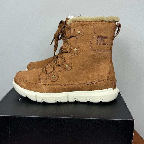 New Sorel Explorer Next Joan WP Boots Velvet Tan, Fawn Leather Women's Size 8.5 - Picture 4 of 9